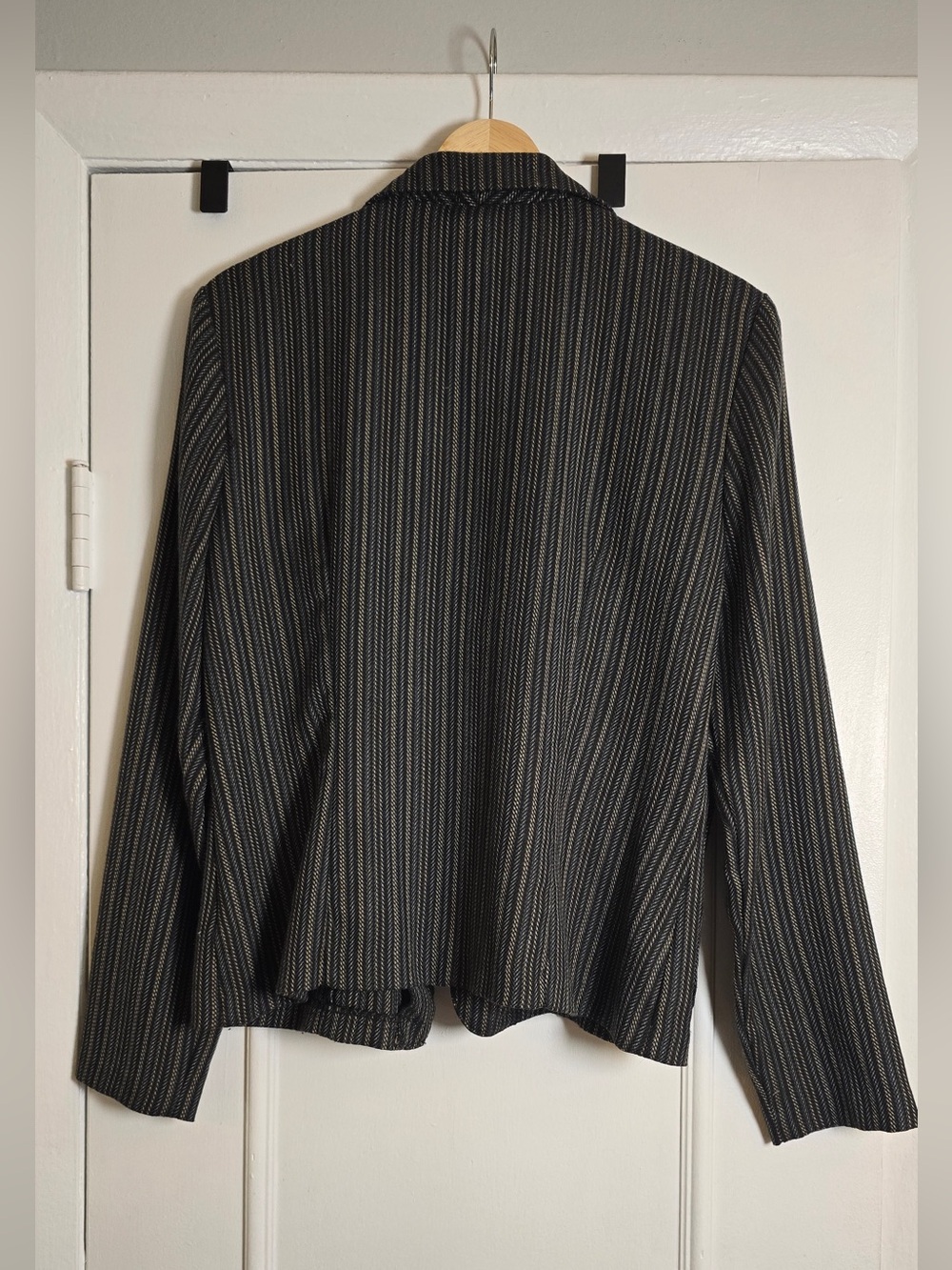 Monroe & Main Herringbone Oversized Blazer Jacket Size 8 Brown Black Stripe - Picture 5 of 9
